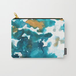 Aqua Teal Gold Abstract Painting #1 #ink #decor #art #society6 Carry-All Pouch
