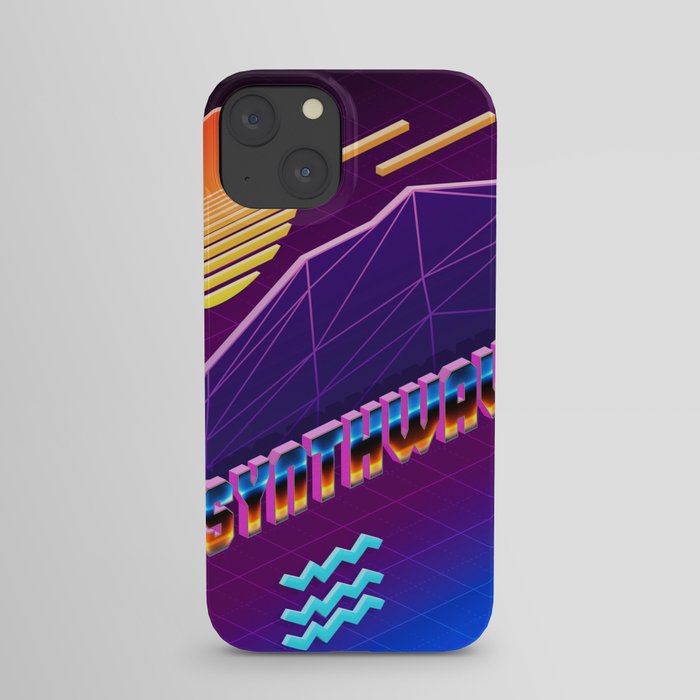 Isometric Synthwave: Sunset [synthwave/vaporwave/retrowave/cyberpunk] iPhone Case