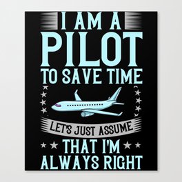 Airplane Pilot Plane Aircraft Flyer Flying Canvas Print