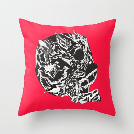Skull Moustache Throw Pillow