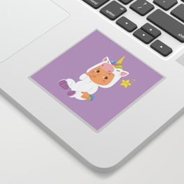 Baby Unicorn Pattern Baby in Pjs Sticker