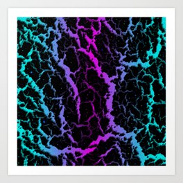 Cracked Space Lava - Cyan/Pink Art Print