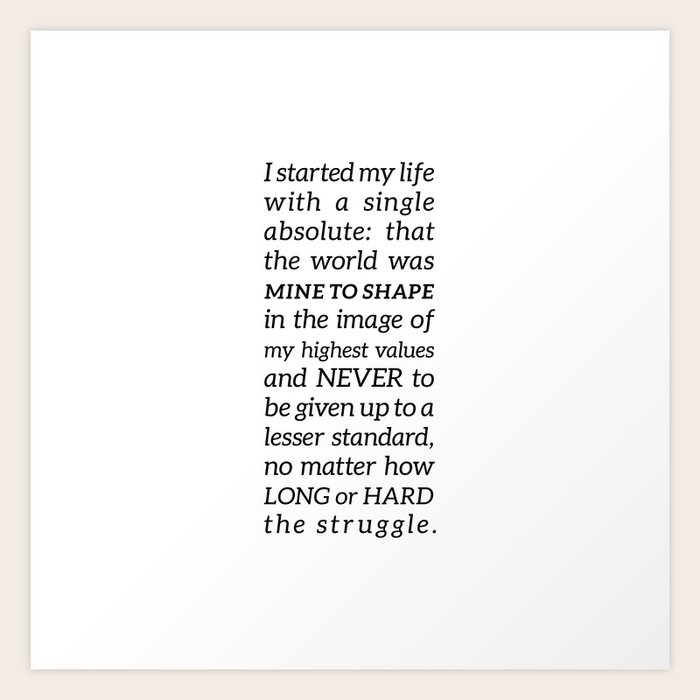 Single Absolute Ayn Rand Atlas Shrugged Quote Art Print By Pier23