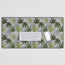 cannabis weed marihuana leaves botanical plants beige Desk Mat