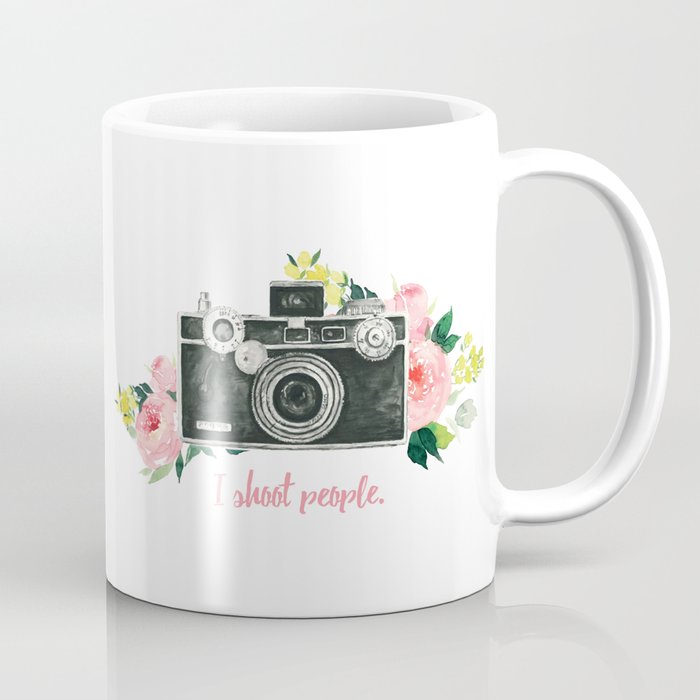 I shoot people floral analog camera watercolor Coffee Mug
