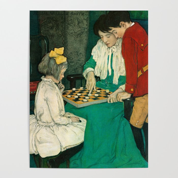 Checkers by Jessie Willcox Smith Poster