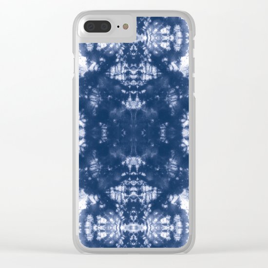 Shibori Tie Dye 2 Indigo Blue Clear iPhone Case