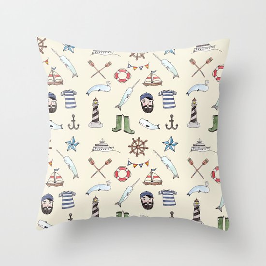 Nautical Pattern Throw Pillow