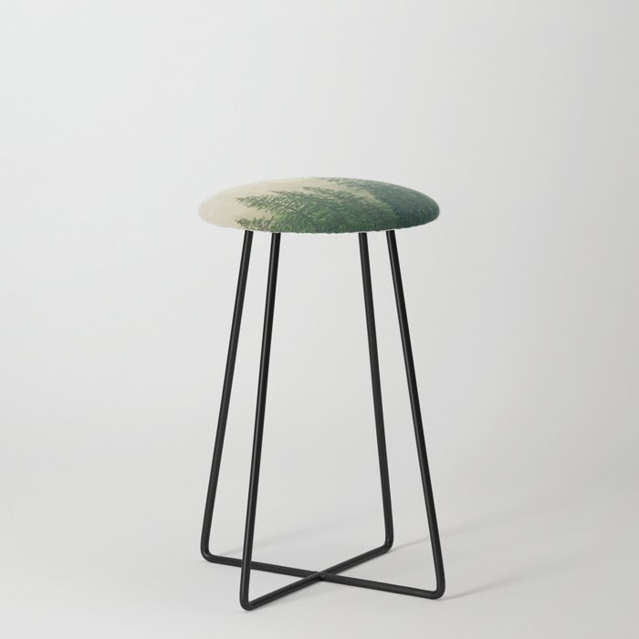 Rainy Pine Forest Fog Photography Counter Stool