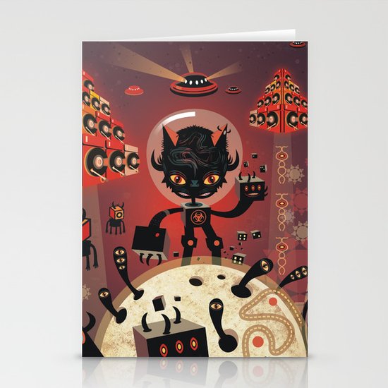 DJ Hammerhand cat - party at ogm garden Stationery Cards
