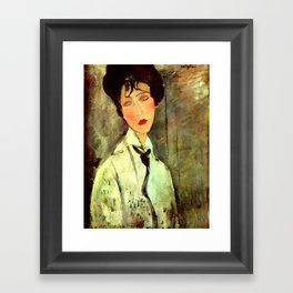 Amedeo Modigliani "Woman in Black Tie" Framed Art Print