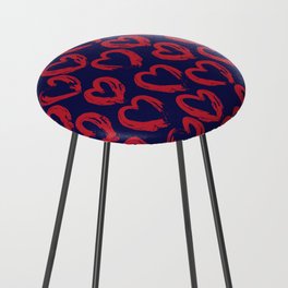 Red Navy Heart shaped Valentine’s Day seamless pattern background Counter Stool