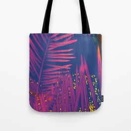 Pink Palms With Fireworks Tote Bag