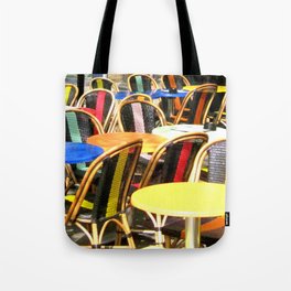 Paris Cafe Colorful Chairs and Tables Tote Bag