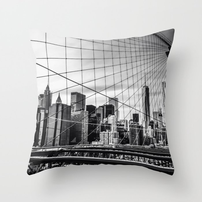 New York City black and white Throw Pillow