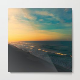 Morning Waves Metal Print | Sun, Sand, Blue, Morning, Pacific, Orange, Peaceful, Sunrise, Clouds, Ocean 
