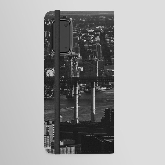 New York City Manhattan skyline black and white Android Wallet Case