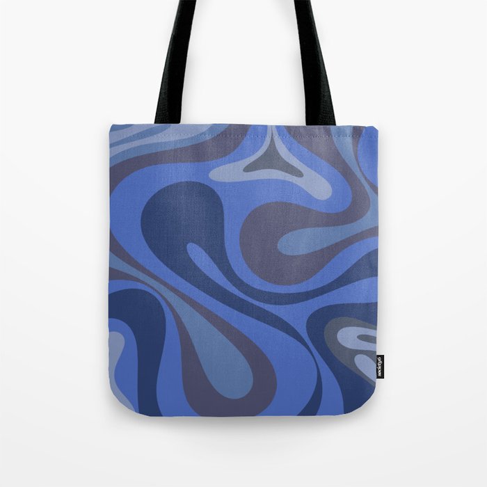 Mod Swirl Retro Abstract Pattern Blues on Blue  Tote Bag