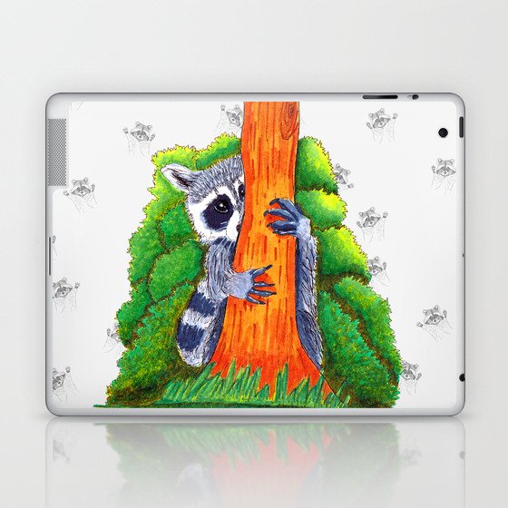 Peeking Raccoons #4 White Pallet- Laptop & iPad Skin