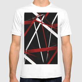 Seamless Red and White Stripes on A Black Background T Shirt