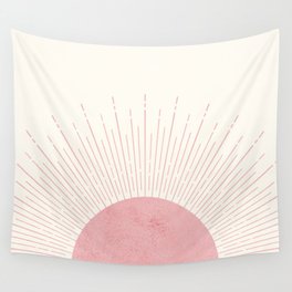 Pink Sunrise Boho Midcentury Wall Tapestry