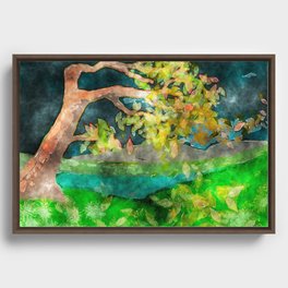 Water Color Tree Art Framed Canvas