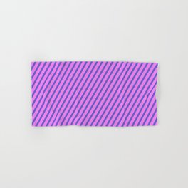 [ Thumbnail: Slate Blue and Violet Colored Striped/Lined Pattern Hand & Bath Towel ]
