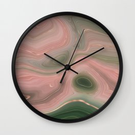 Rose Gold Green Agate Geode Luxury Wall Clock