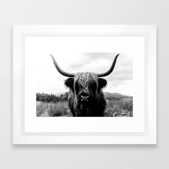 Scottish Highland Cattle Black And White Animal Framed Art Print - Scottish Highland Cow Framed Picture Scottish Highland Cattle Black And White Animal Framed Art Print - Scottish Highland Cow Framed Picture
