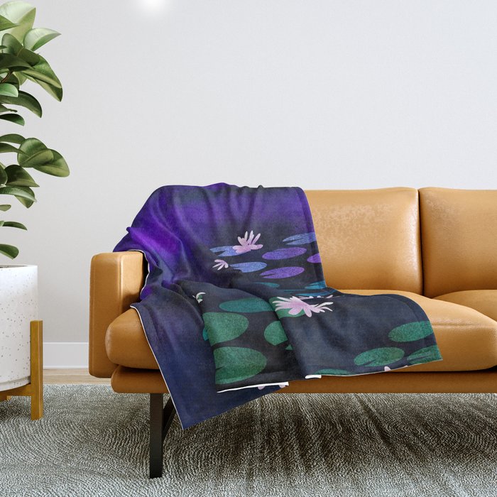 Water Lilies Throw Blanket