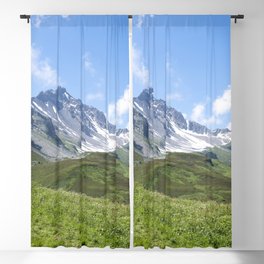 French alps summer mountain art print - green and blue landscape - nature and travel photography Blackout Curtain