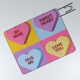 Nice Candy Heart Valentines Picnic Blanket