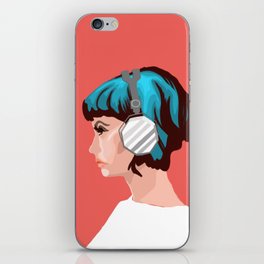 Girl with headphones iPhone Skin