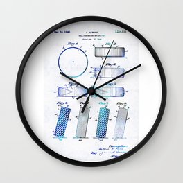 Blue Hockey Art - Hockey Puck Patent - Sharon Cummings Wall Clock