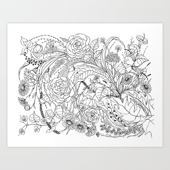 Bouquet of various flowers Art Print