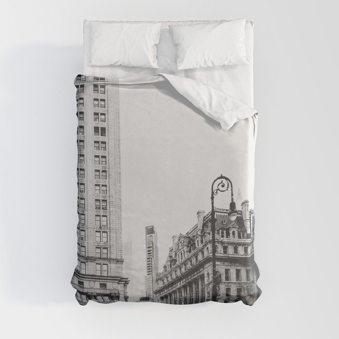 New York City | Architecture in NYC | Black and White Film Style Duvet Cover
