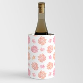 Blush pink coral modern summer cactus floral Wine Chiller
