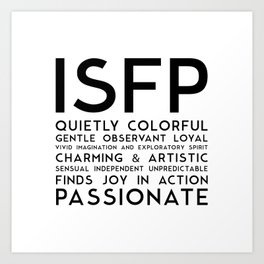 ISFP Art Print | Black And White, Introvert, Isfp, Personalitytype, Concept, Mbti, Digital, Myersbriggs, Personality, Typography 