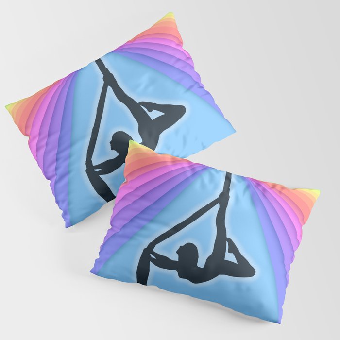 Aerialist Silhouette Pose on Teal Paint Pillow Sham