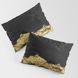 Rough Gold Torn and Black Marble Pillow Sham