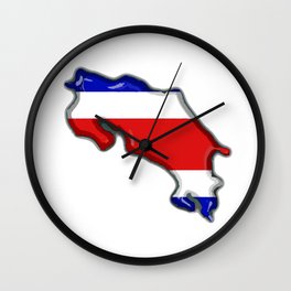 Costa Rica Map with Costa Rican Flag Wall Clock