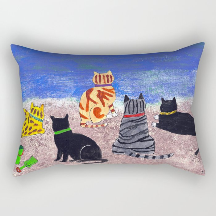 Cats on the Beach Rectangular Pillow