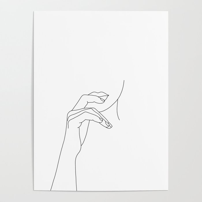 Hands line drawing illustration - Grace Poster