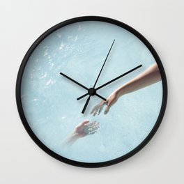 Aerial Swimming Pool - Clear Blue Waters - Michelangelo - The Creation of Adam - Travel Photography Wall Clock