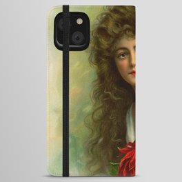  Girl with poinsettia restored iPhone Wallet Case