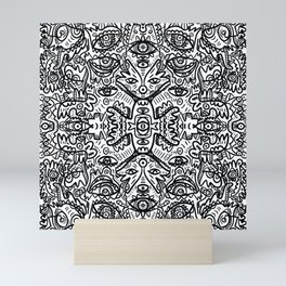 Black and White Graffiti Art Mandala Pattern  Mini Art Print
