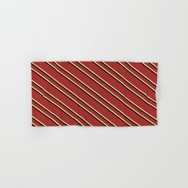 [ Thumbnail: Brown, Tan & Black Colored Lines/Stripes Pattern Hand & Bath Towel ]