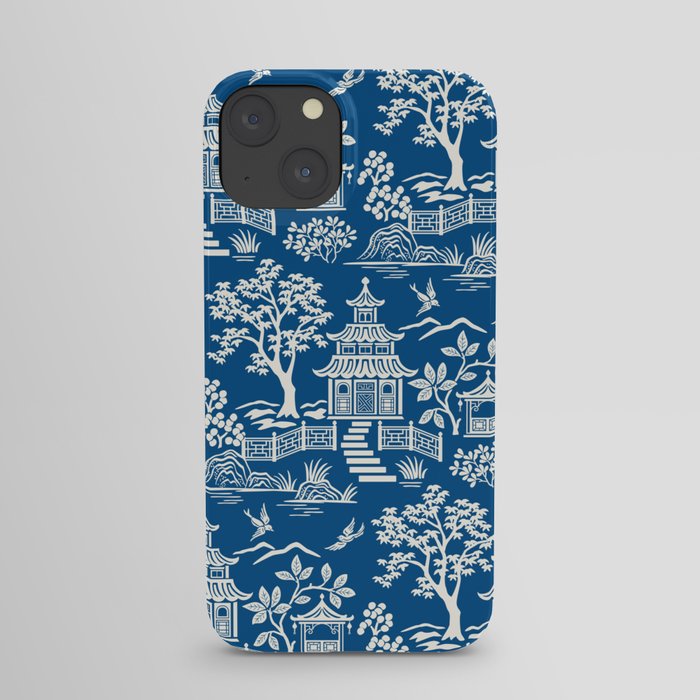 Chinoiserie Pagoda Dark blue iPhone Case
