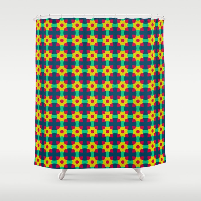 Funky Modern Colorful Geometric Cross Pattern Shower Curtain