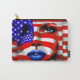 Usa Flag on Girl's Face Carry-All Pouch